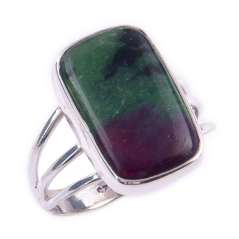 Ruby In Zoisite Handmade Lab-Created 925 Sterling Silver Jewelry Ring S.8 P8I56