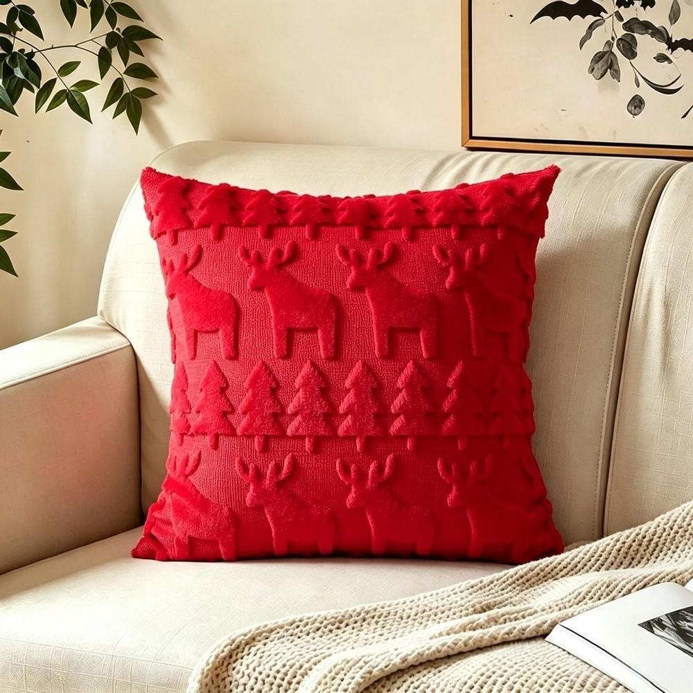 Reindeer Christmas Pillow Covers Plush Xmas Pillowslip Throw Cushion Case  Festive Holiday