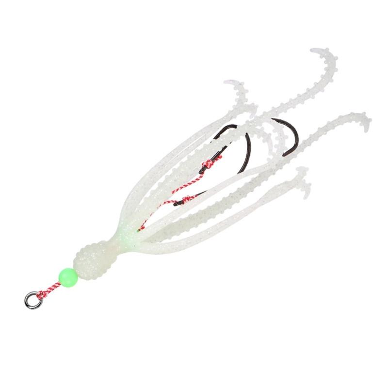 Fishing Tackle Sea Fishing Skirt Soft Lures with Double Barbed Hook Squid Skrit Lure 15cm 10g Artificial Baits