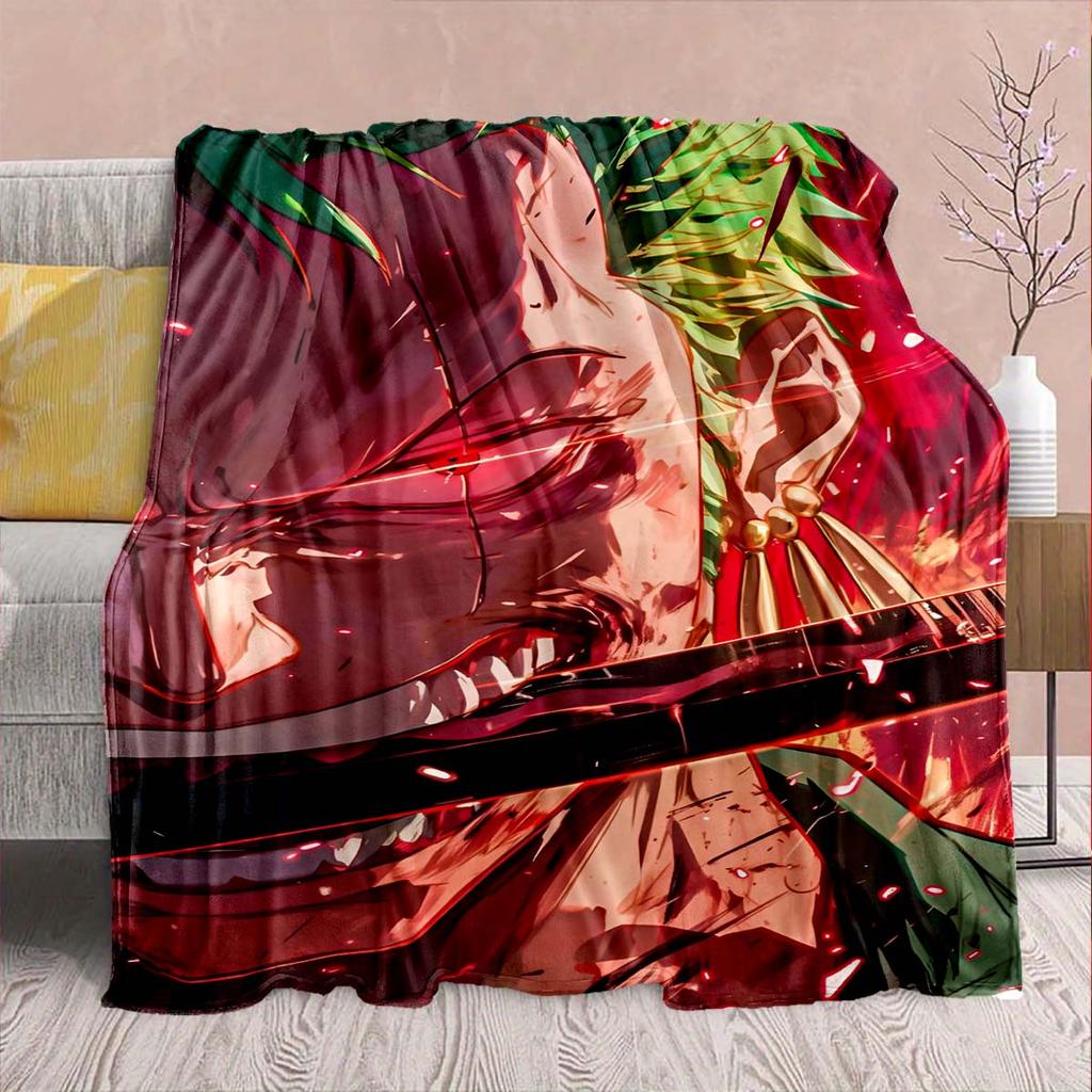 One Piece Anime Flannel Blanket - Soft Warm Perfect for Sofa, Bedding Camping Travel Office Home Decor -QJY