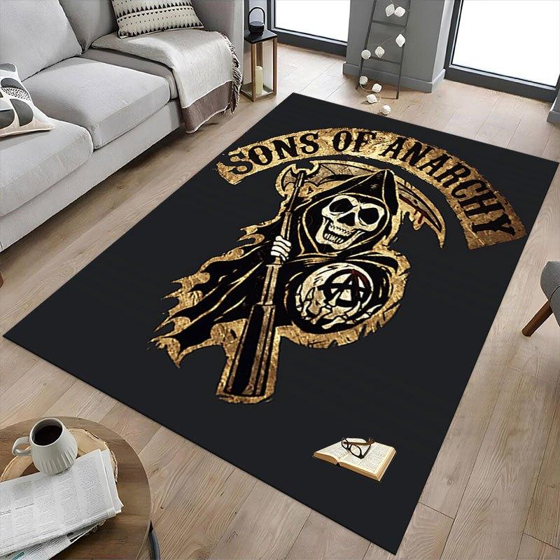 1pc Sons of Anarchy Themed Office Carpet Chair Mats - Durable Polyester Rug for Home Theater, Office, Dorm Room Decor - tA71