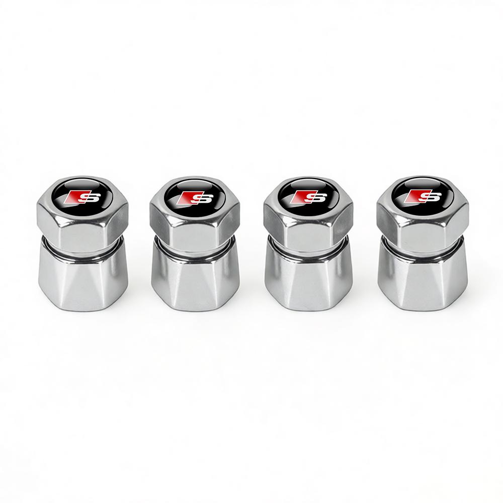 2026 4pcs Car Wheel Tires Valves Tyre Stem Caps for Audi Sline A1 A2 A3 A4 A4L P 8V 8L RS RS3 RS4 RS5 RS6 S1 S2 S3 S4 S5 S6 S7 S8 Q8