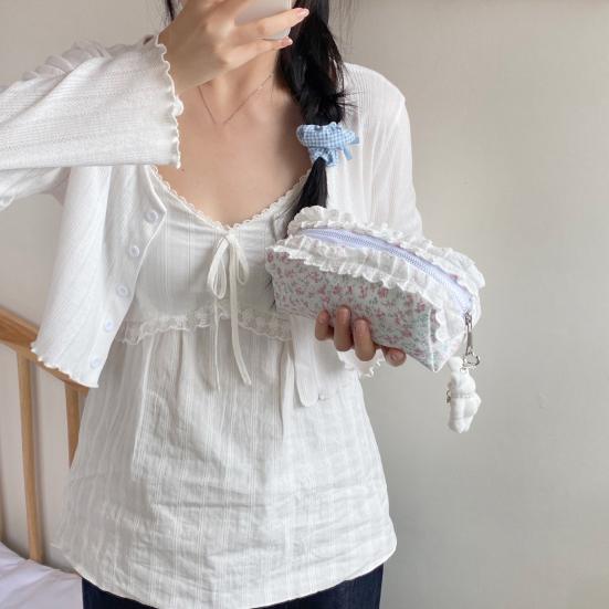 Girls Pencil Pouch Cute Floral Pencil Case Large Capacity Zipper Pen Bag Makeup Bag School Supplies for Students Girls Office Travel