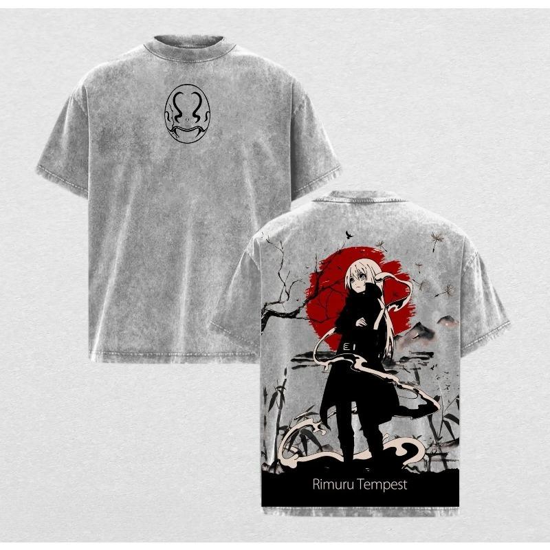 

Slime Rimuru Tempest T-shirt Fashion Manga Washed Oversized T Shirt Men Women Clothing Summer Short Sleeve Pure Cotton Tees Tops XXL сірий колір