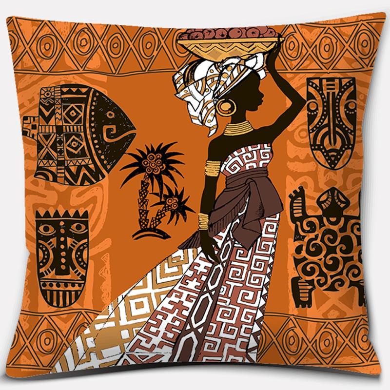 Home Decor Pillowcase Ethnic African Women Polyester  Car Sofa Cushion Cover   45x45cm