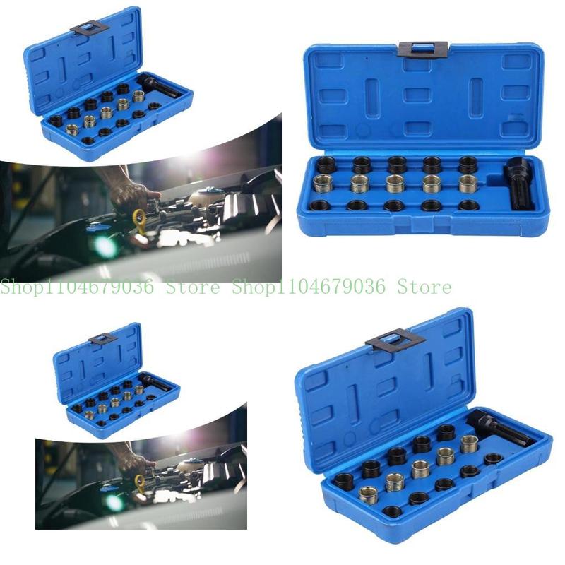 652F Comprehensive Essential 16Piece M14x1.25mm 14mm Plugs Threading Set For Mechanic, Steel Tap With Protective Case