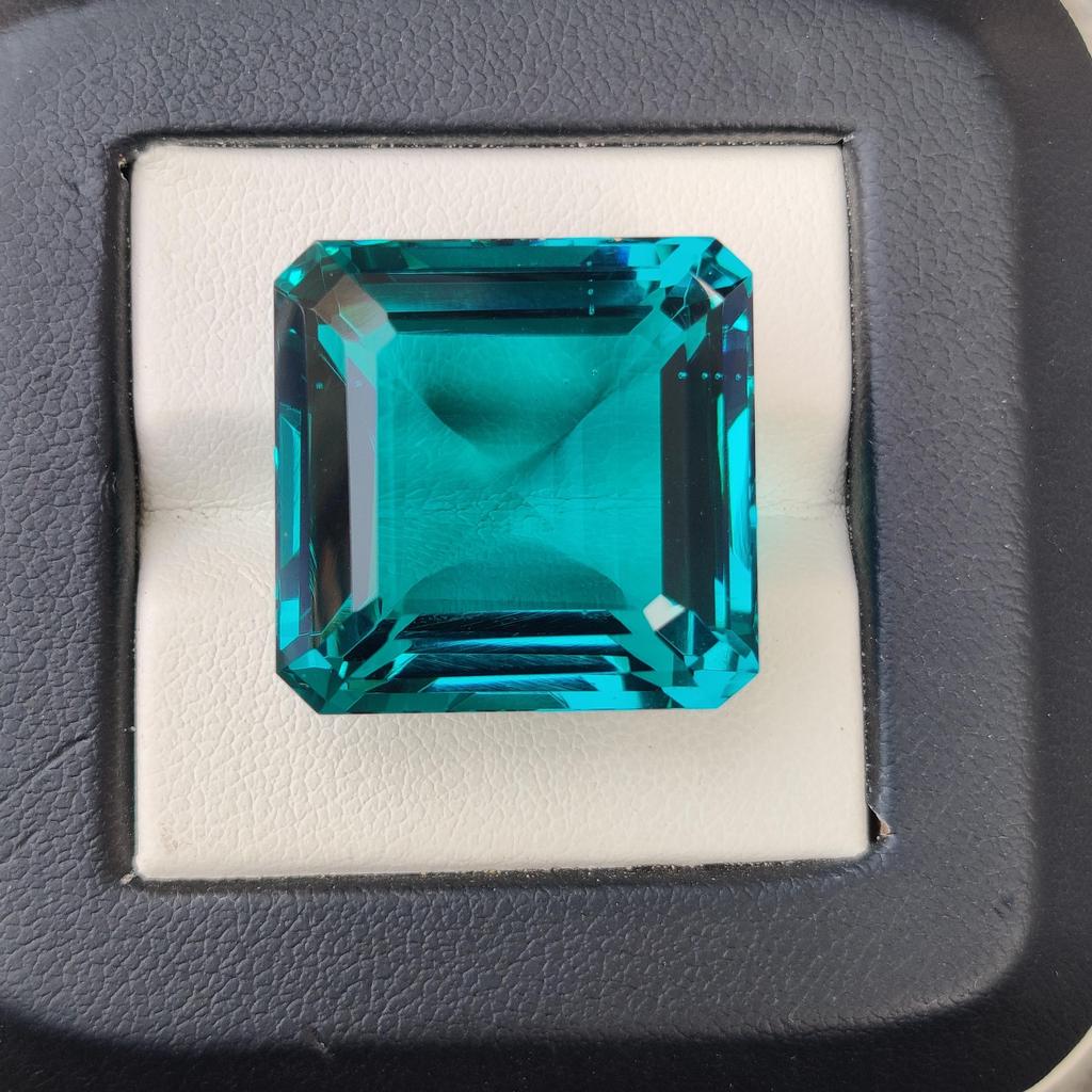 Square Cut Glass Stone: Faceted Loose Gemstone, 43 Carat, 21 MM Size Stone.