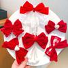 Cloth Velvet Red Bow Hairpin Plush Ancient Style Hairpin Cute Hanfu Hair Sticks  Baby