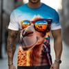Funny Animal Print T-shirt For Men Cool Camel Funny Cow Chicken Graphic Short Sleeve T Shirts Personality Outdoor Loose Tees