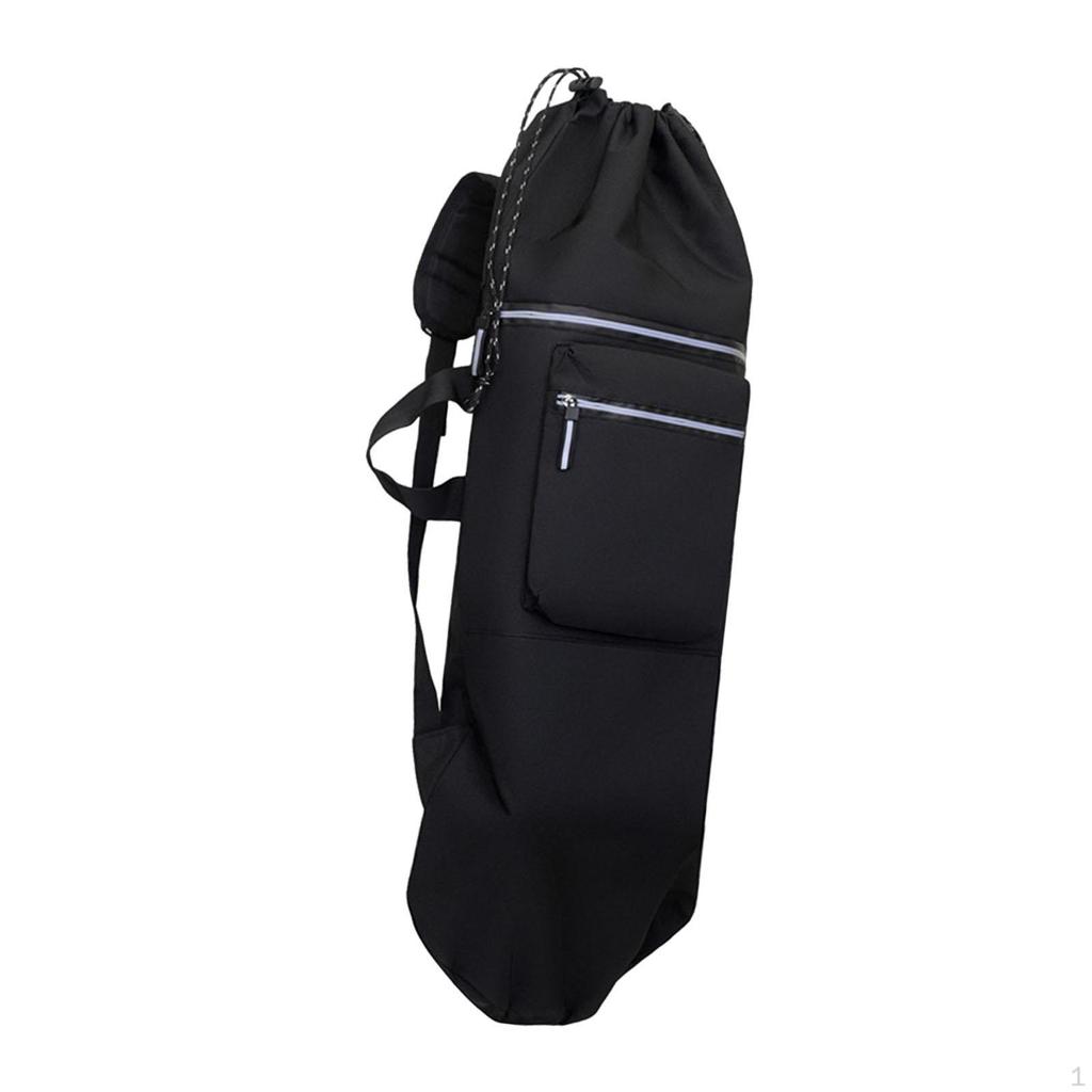 Skateboard Backpack Drawstring Closure Multifunctional Lightweight Longboard Carry Bag Organizer for
