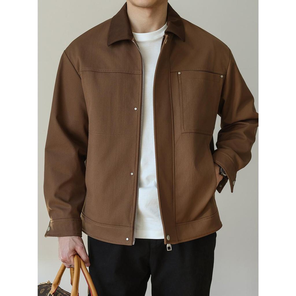 Men's Retro Barn Style Lapel Jacket - Spring/Autumn Casual Workwear