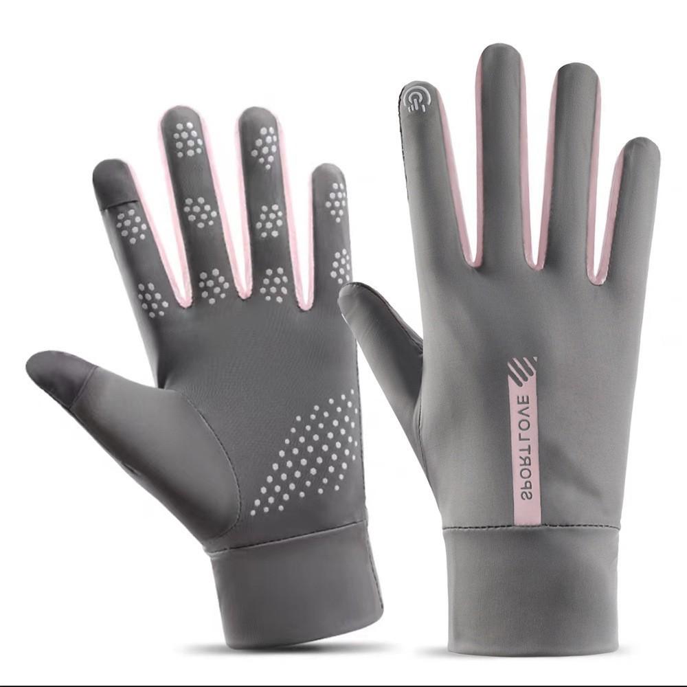 Breathable Ice Silk Sunscreen Gloves for Women with Thin High Elastic Driving Anti Slip Anti UV Rays Summer Cycling Finger Touch Screen