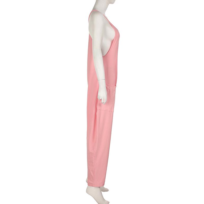 Lässiger europäischer & amerikanischer einfarbiger vielseitiger lockerer Jumpsuit