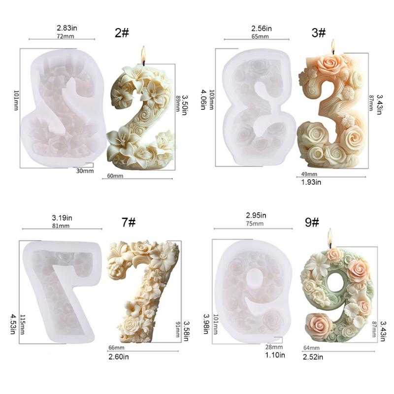 3D Blume Silikon Kerzenformen für handgemachte Kerzen Seife Floral Zahl Silikon Kerzenformen Epoxidharz Silikonformen