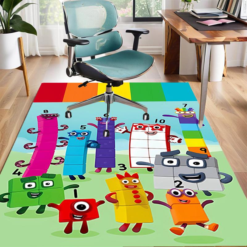 1pc 3D-Number-Blocks-Cartoon Design Area Rug - Non-Slip, Soft & Cozy Floor Mat for Living Room, Bedroom, Office - Indoor/Outdoor Decorative Carpet