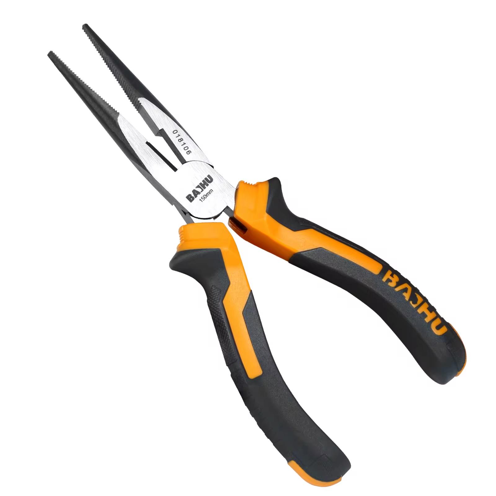 

Chrome Vanadium 6/8 Inch Long Nose Plier 1Pcs Needle Nose Pliers Press Tool Multi Hand Tool with Double Colour Handle
