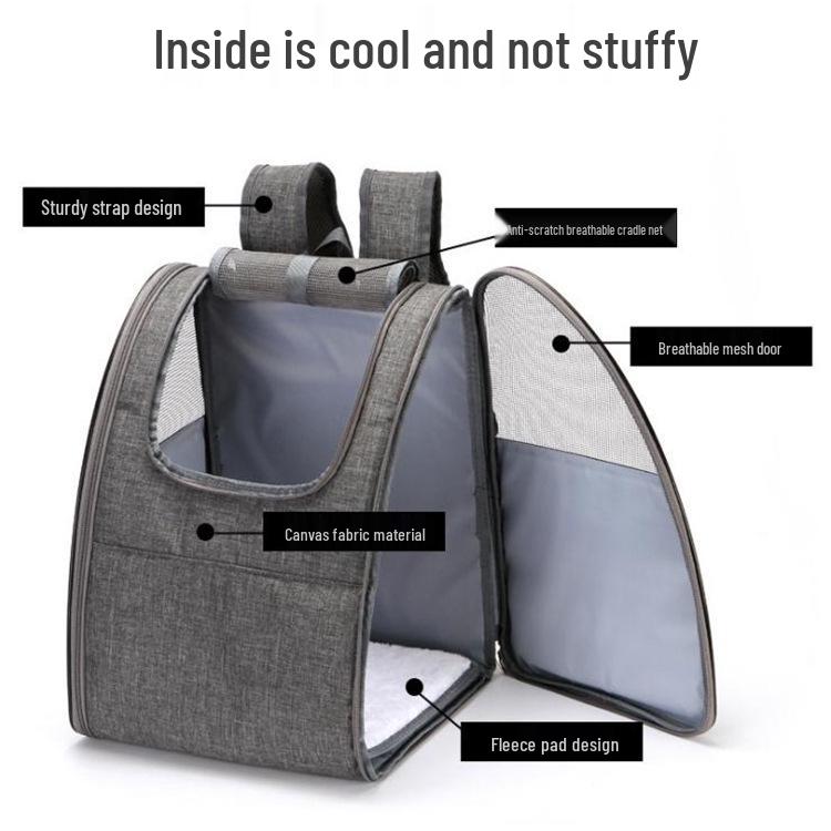 Foldable Pet Backpack: Breathable Panoramic Double Shoulder Bag for Cats and Dogs