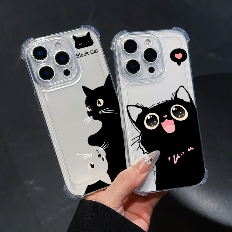 Black Cat Cartoon Art Phone Case For Samsung Galaxy A57 A56 A36 A37 A55 A54 A52 A35 A34 A17 A16 A15 A07 A06 5G Soft Clear Cover