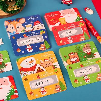 20pcs Cartoon Christmas Scratch Card Children's Christmas Handwritten Interactive Scratch Award Card Reward Lucky Scratch Decor