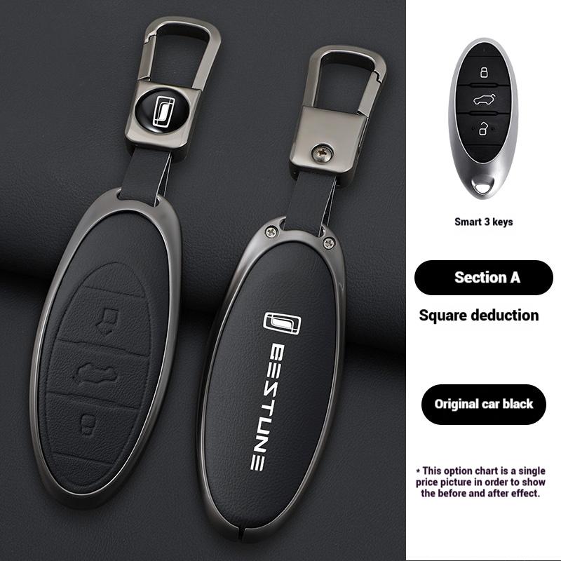 

Zinc Alloy Leather Full Car Key Fob Cover Case For Faw Bestune T77 T77Pro New B70 T55 T33 T99 Protector Shell Accessories