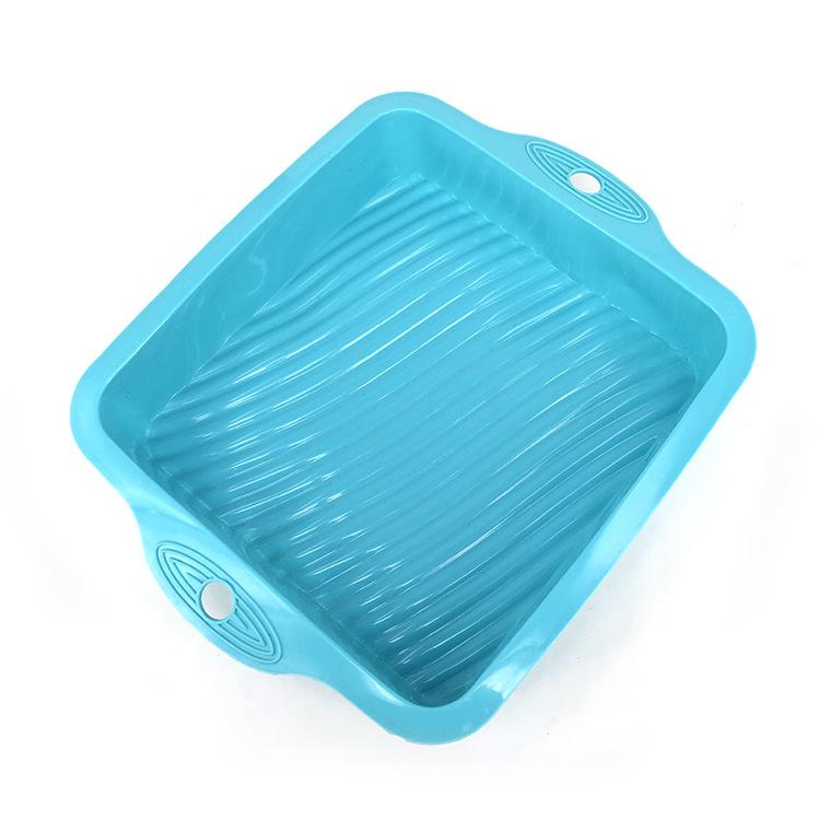 Fyrkantig Enfärgad Silikon Toastform med Vågmönster på Botten Bröd Kakform Mikrovågsugnsbricka