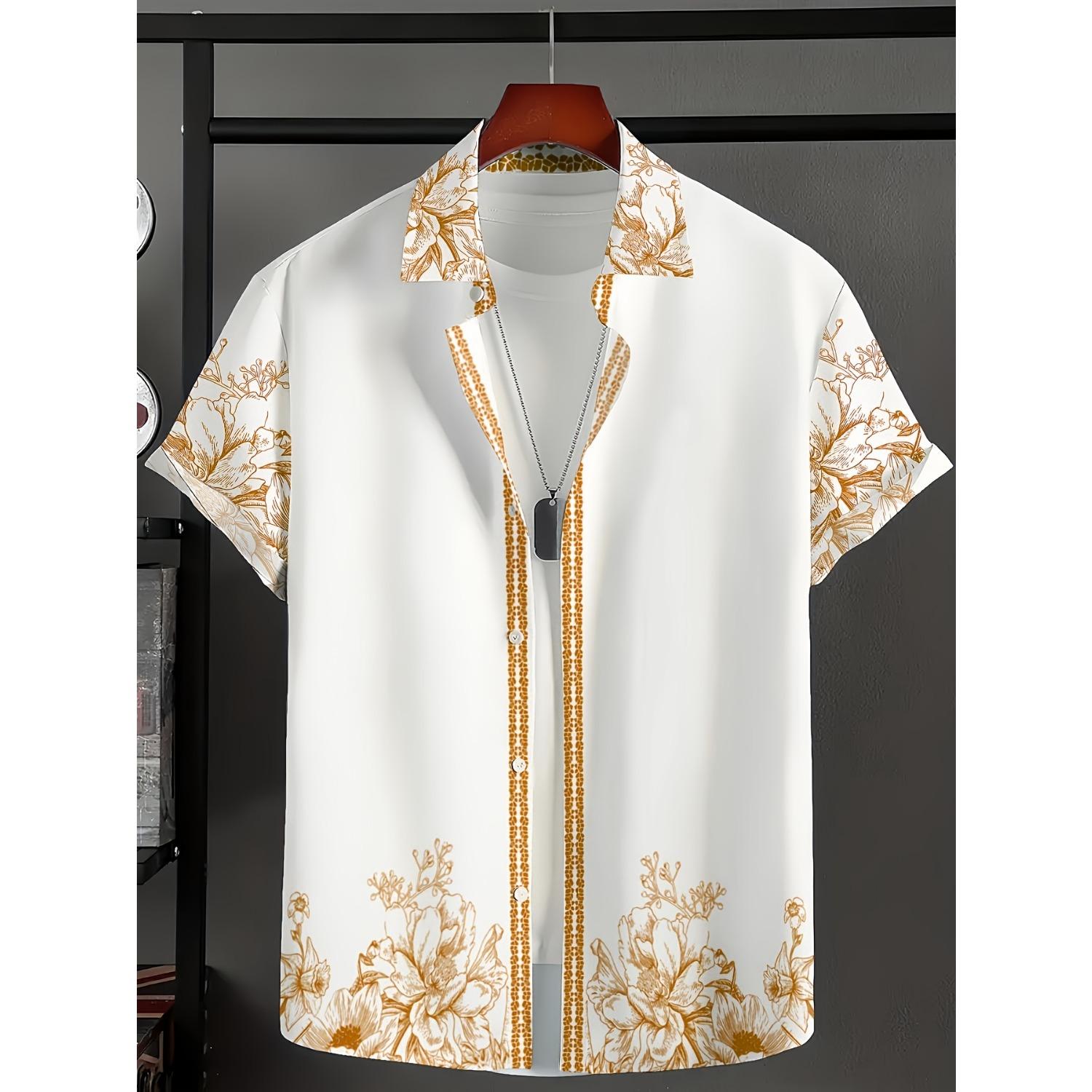 

Мужская повседневная рубашка с короткими рукавами на пуговицах с винтажным принтом XXXL