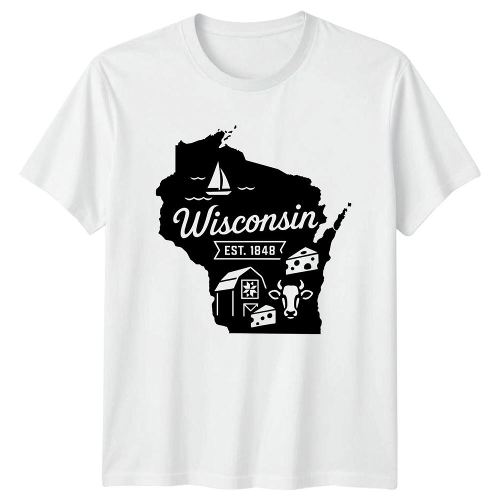 Wisconsin Est 1848 State Landmark Unisexs Unisexs Graphic Tee S