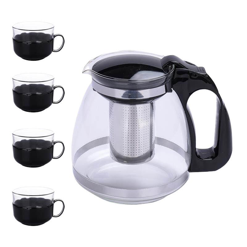 High-Temperature Resistant Tea Kettle with Thickened Glass, Stainless Steel Filter, and Large Capacity