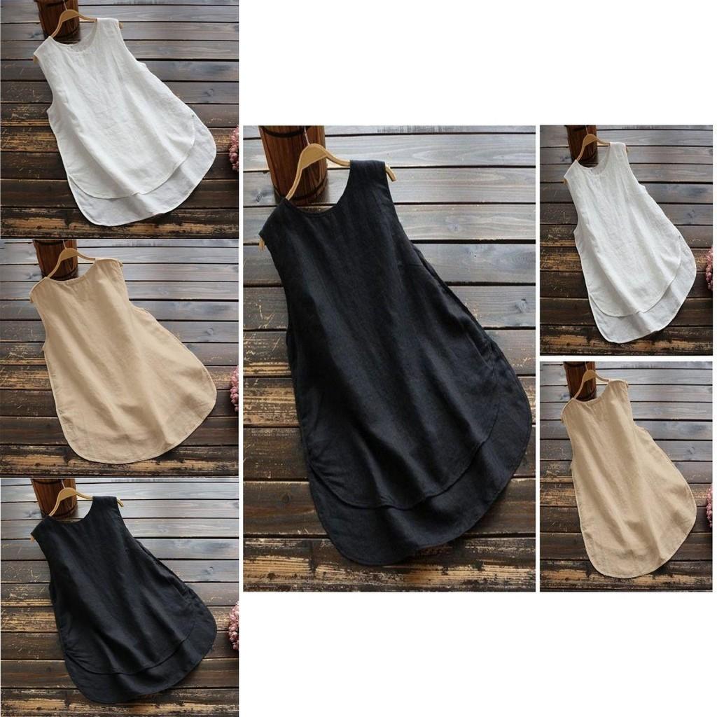 Zanzea Donna Taglie Forti Canotta Basic Senza Maniche Larga Monocolore Per Comfort Stilosa in Estate
