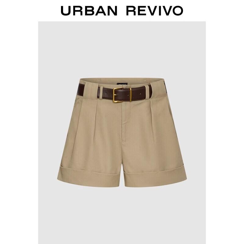 UR2026 Women s Rolled Hem Belted Shorts M