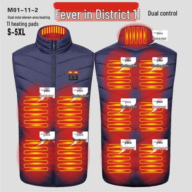 Herren Beheizbare Stehkragenweste mit USB-betriebenem Kohlefaser-Heizsystem