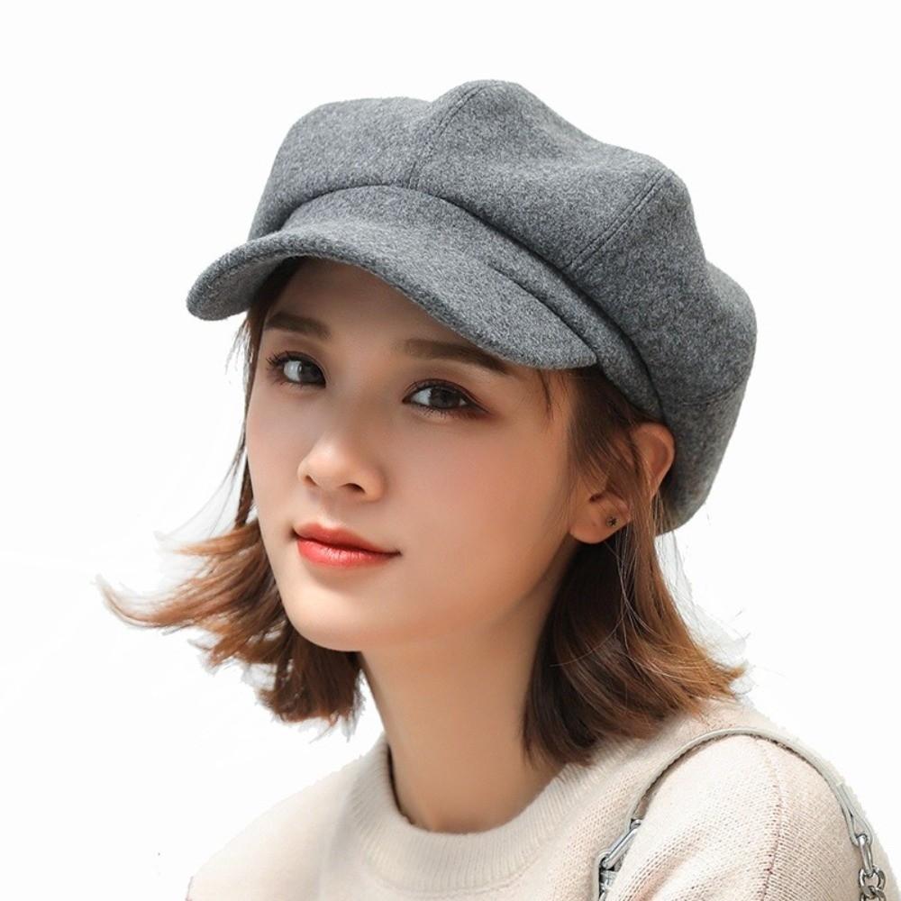 Solid Color British Berets Ear Protection Artist Hat Casual Painter Caps  Girl