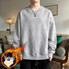 Moletom de Veludo Estilo Coreano Masculino de Inverno - Tendência Loose Fit, Cor Sólida, Gola Redonda