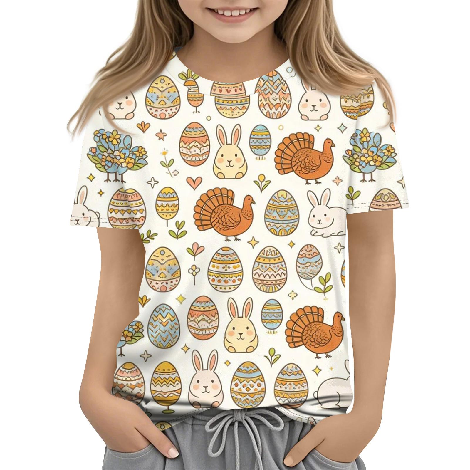 

Children s Easter Printed Round Neck Short Sleeved Casual T-shirt 160 жовтий