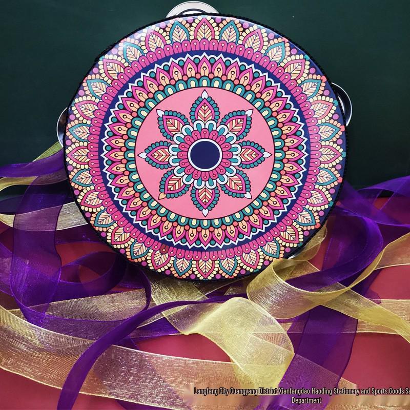 6" & 7" Uyghur Ribbon Tambourine Hand Drum for Dunhuang Apsara Dance