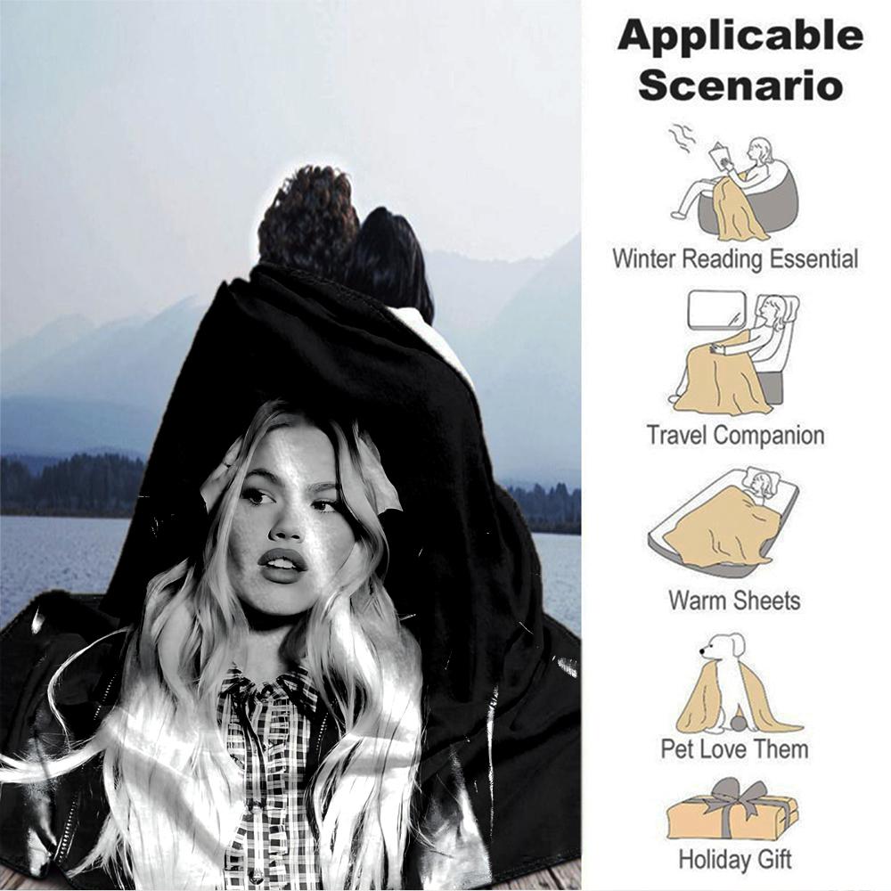 1Pc Elegant Fashion Portrait Blanket Soft Throw Blanket For Home Bedroom Bed Sofa Travel Office Solid Christmas Blanket