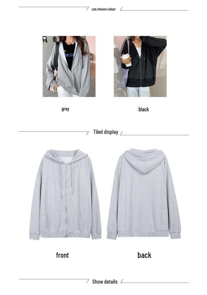 Women's Trendy 2025 Spring & Autumn Loose Zipper Long Sleeve Plus Size Cardigan Hoodie