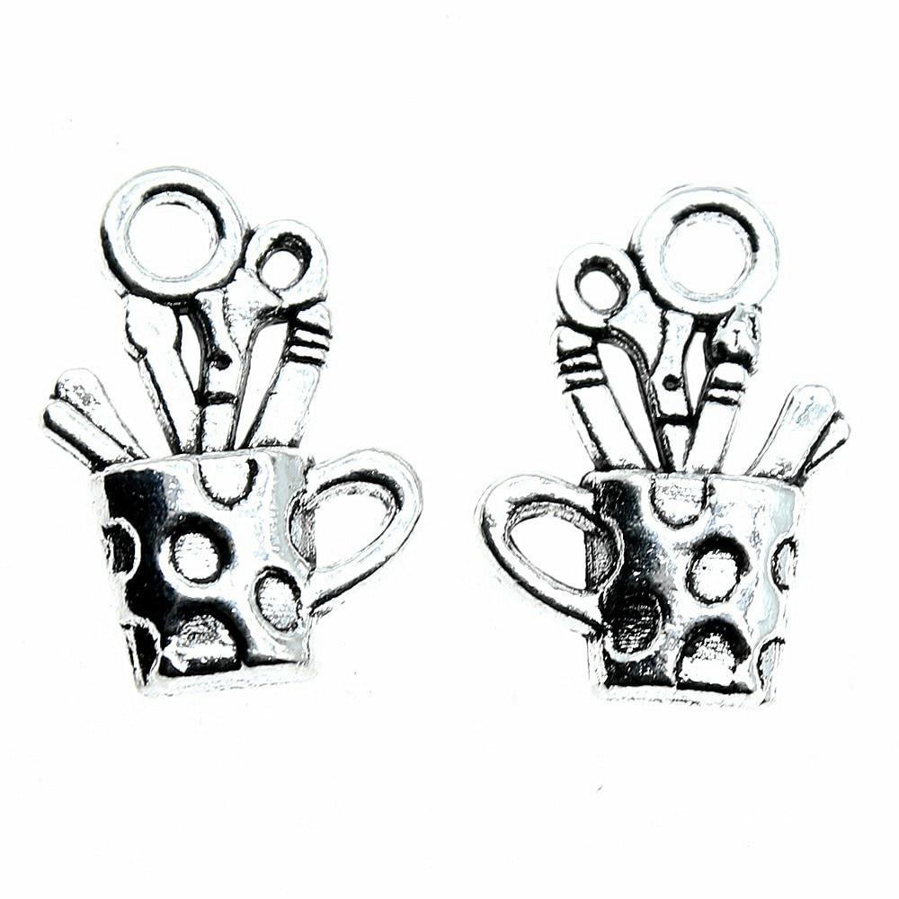 

10шт Ручка Чехол Charms Амулеты Античное серебро Цвет Цинковый сплав 19X11mm