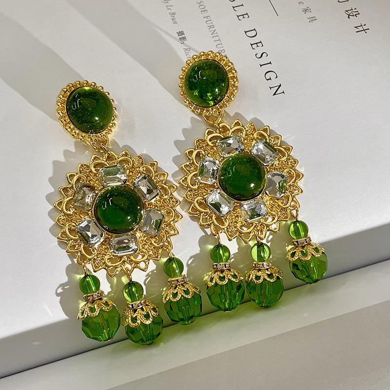 Classic Middle Women Girls Enamel Flower Earrings Ear Clip Vintage Elegant Lady High-end Party Banquet Accessories Jewelry