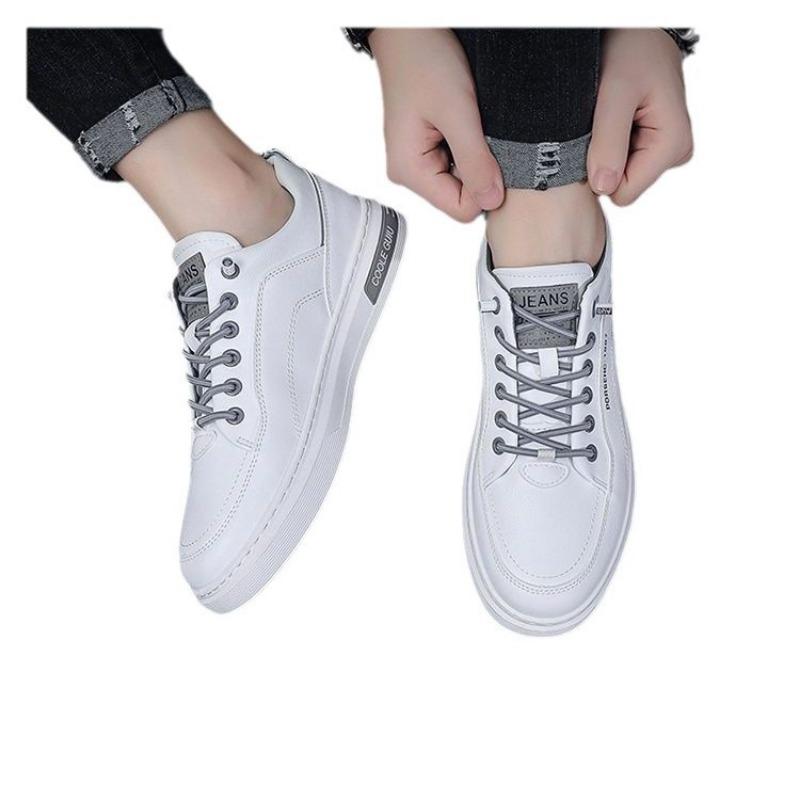Leather Cowhide Men's Shoes Board Shoes New Trend Casual Shoes Versatile Leather Shoes Men Pedal White Shoes Men