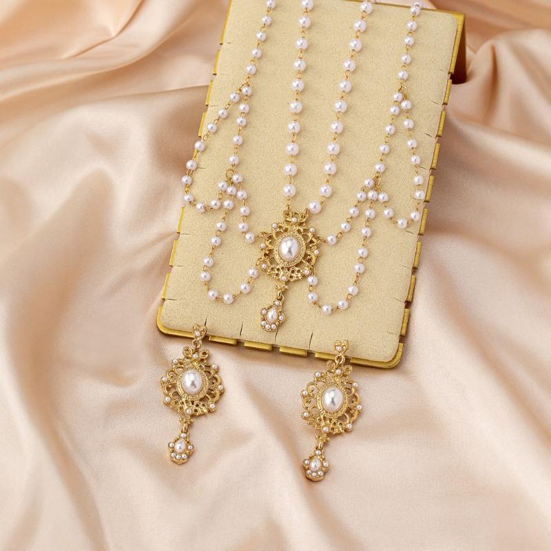 Мейер Новинкамода дворцовый стиль жемчужная элегантностьэлегантный ретро женский ювелирный набор разноцветный