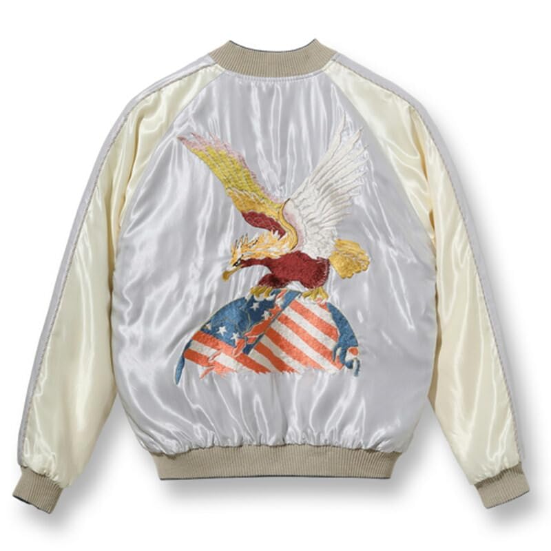 Taylor Toyo Souvenir Jacket Sukajan Lot Late 1940s Style Acetate Souvenir Jacket 190 Silver L No. TT15390-190 / “EAGLE” × “JAPAN MAP”