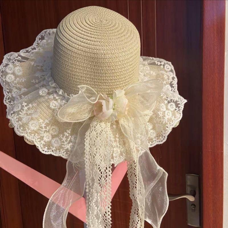 Summer Straw Hat With Large Brim For Sun Protection And Beach Travel