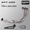 For XSR 900 FZ09 MT MT09 MT-09 FZ-09 XSR900 2015-2020 Full System Front Link Motorcycle Exhaust Pipe 51mm Escape Moto
