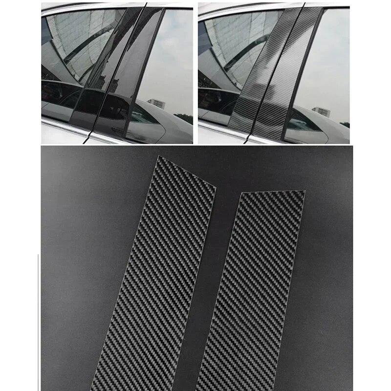 6 stk Dørdekor klistremerke med karbonfiber-look for Baojun 530 CN202S MG Hector Wuling Almaz 2019-2023 Vindus B C-stolper Post Styling