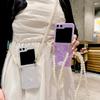 Glitter Shell Pattern Pearl Chain Crossbody telefonveske til Samsung Galaxy Z Flip 5 4 3 Flip5 Flip4 Flip3 5G skulderremdeksel