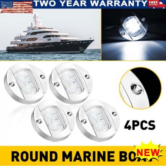 4X Round Marine Boat Stern Courtesy LED Lights Navigation Light Fit Cabin