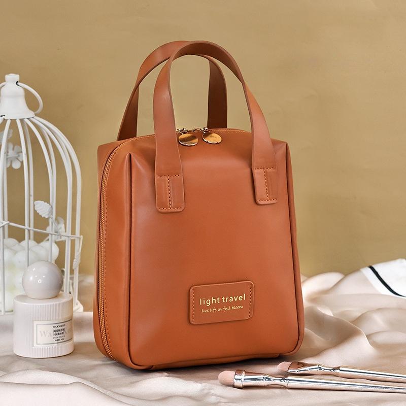 1 шт. Ручная сумка-ракушка для макияжа с высокой эстетической ценностью, портативная, большой вместимости, сумка для хранения косметики, дорожная туалетная сумка коричневый