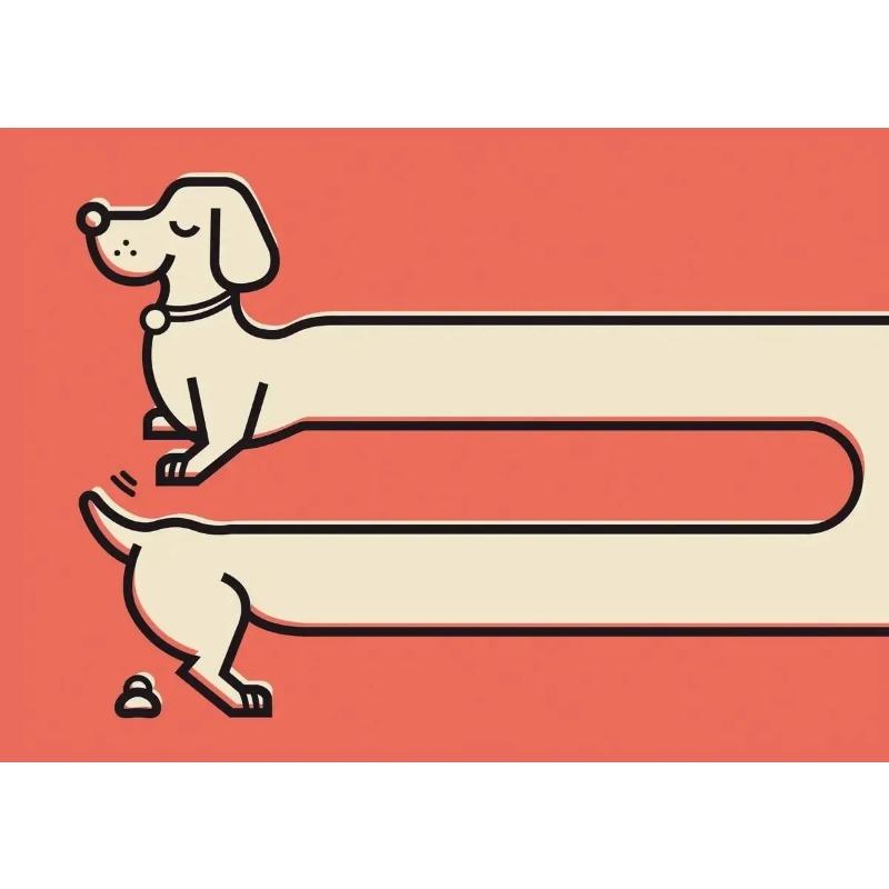 Adorable Cartoon Dachshund Dog Poster Print Kawaii Animal Canvas Painting Fun Wall Art for Kids Bedroom Home Decor