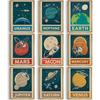 9pcs Retro Solar System Wall Art Nursery Space Pictures Retrospace Galaxy Wall Decor Outer Space Paintings Prints Sci-Fi Planet Posters for Boys